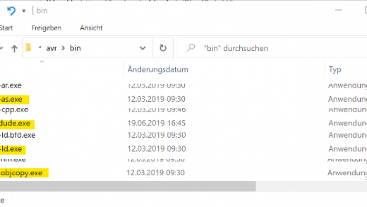 Die AVR Programme für den Build-Prozess