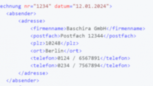 unscharfer unleserlicher XML-Auszug