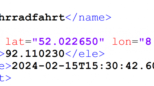 Auszug aus einer XML Datei mit einzelnen Tags (unvollständig)