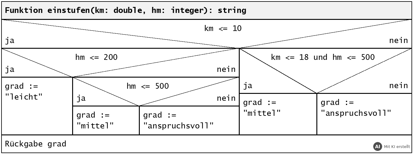 Korrigiertes Struktogramm der Funktion einstufen (mit KI erstellt)