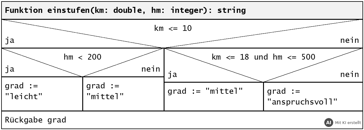 Struktogramm der Funktion einstufen (Entwurf von Jonas) (mit KI erstellt)