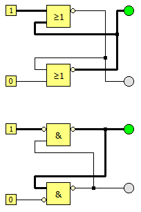RS-Flipflop aus NAND und aus NOR