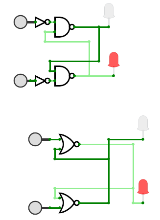 RS-Flipflop aus NAND und aus NOR