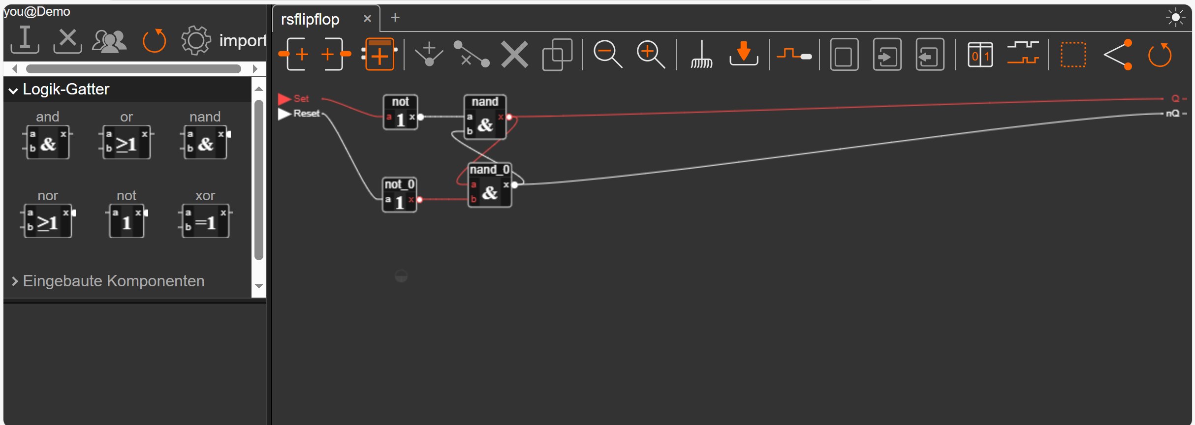 Ein Flipflop mit Pirii (im Darkmode)