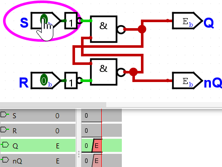 Ein RS-Flipflop aus NAND-Gattern