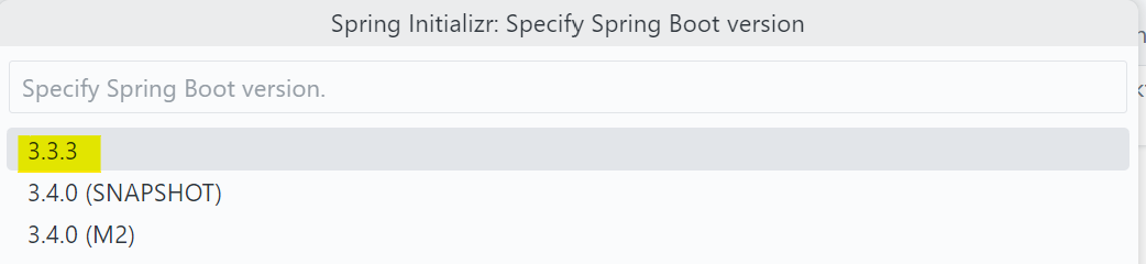 Spring Boot Version wählen