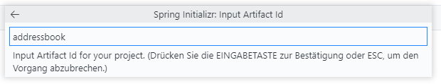 ArtifactID eingeben