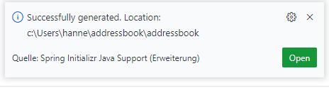 Öffnen des Projekts