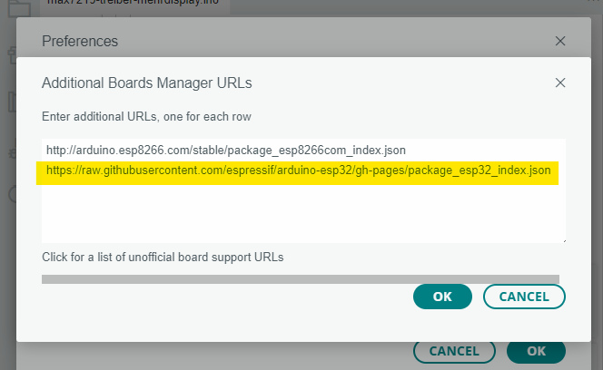 In den Settings muss die URL des ESP32 eingetragen werden