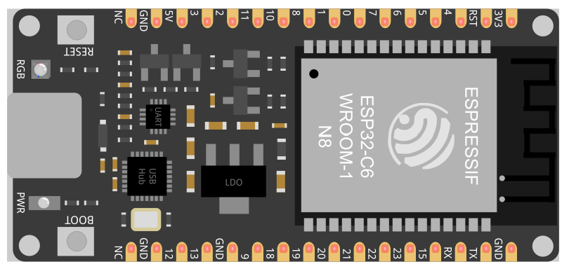 Screenshot des Fritzing Parts für einen ESP32-C6 von tinkerdudeeeeeeee (Link siehe oben)