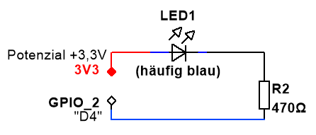 Schaltplan der LED des ESP8266-Chips
