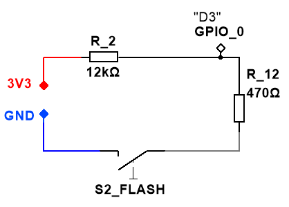 Die interne LED des nodeMCU-Boards ist über 470 Ohm an D0 verschaltet