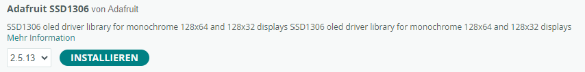 Installieren der Bibliothek “Adafruit SSD1306”